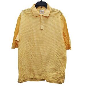 Tehama Men's Yellow Ribbed Double Mercerized‎ Pima Cotton Stripe Golf Polo Sz XL